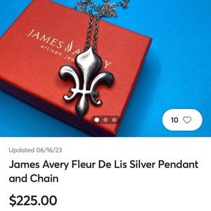 James Avery Fleur De Lis Silver Pendant and Chain